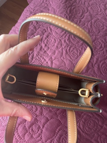 TORY BURCH Web strap Satchel Bag Cross Body Natural/tan /khaki Striped Mini - Picture 14 of 17