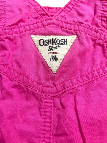 Oshkosh Bgosh 12 Months Baby Girls Vestback Short Overalls Pink Buttons Gingham - Picture 5 of 8