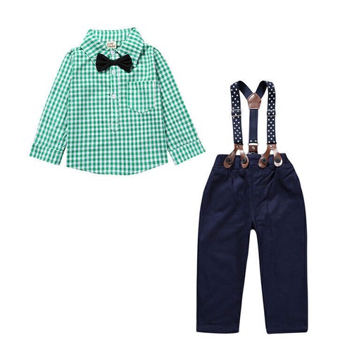 Newborn Baby Boys Gentleman Clothes Bowtie Long Sleeve Shirt Pants Outfit Set - Bild 10 von 10