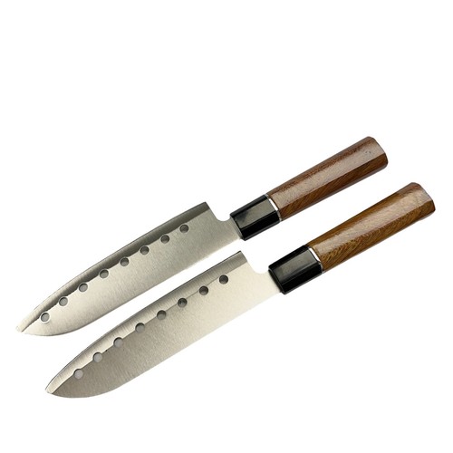 2 Pcs Alas Sushi Kitchen Knif Set Stainless Steel Aerated Blade Wood Handle - Bild 7 von 8