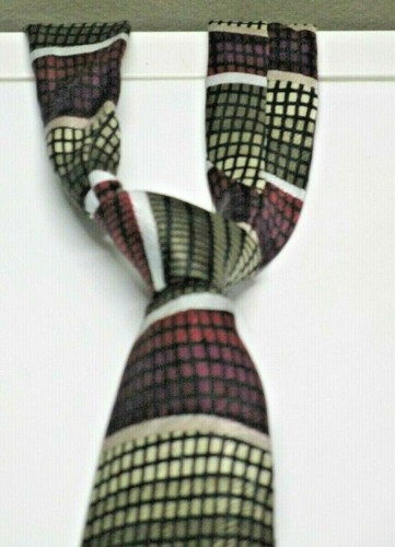Ashberry Men's 100% Silk Hand Sewn Geometric Multicolor Tie Made In U.S.A. - Picture 6 of 8