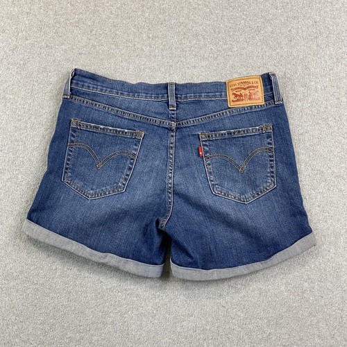 Pantalones Cortos Levis Jeans Para Mujer 29 Denim Puños Elastizados Envejecidos Preppy Informales Ciudad - Imagen 2 de 19