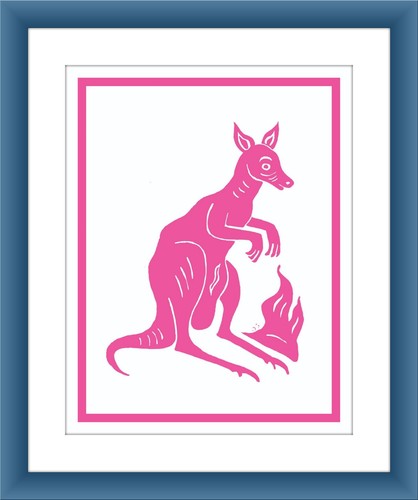 Volkskunst Känguru Tier von Russian Ryback gezählt Kreuzstichkarte Muster - Bild 1 von 8