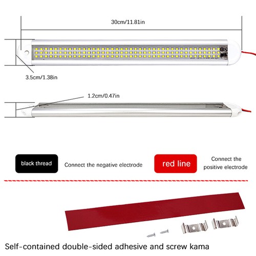 12-85V 120LED Car Interior Light Strip Bar Lamp Van Bus Caravan On/Off Switch - Photo 3/7