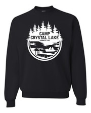 White Camp Crystal Lake Retro NJ Horror Movie Jason Novelty Crewneck Sweatshirt