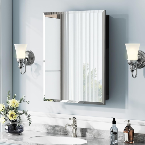 Armadietto Medicinali 24" X 30" con Struttura in Metallo, Armadietto Medicina Bagno con Specchio, - Foto 1 di 8