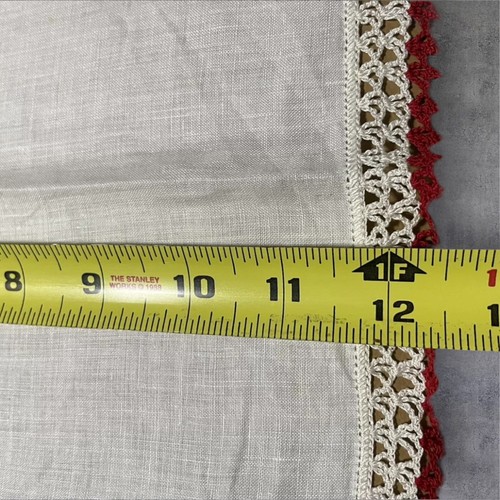Vintage 5 Handkerchief White With Crochet Lace Trim Edge Border Dresser Scarf - Picture 8 of 11
