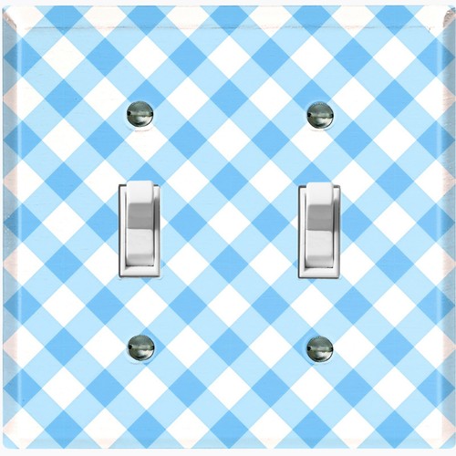 Metal Light Switch Cover Wall Plate For Bathroom Blue Picnic Wallpaper WAL013