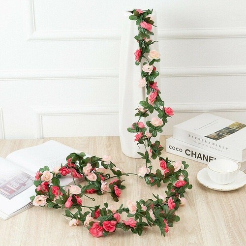 8Ft Silk Rose Leaf Garland 45 Flowers Artificial Rose Vine Wedding Home Decor UK - Picture 11 of 36