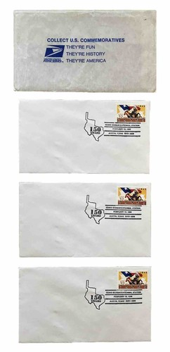 Lot of 3 Texas Sesquicentennial Station Stamped Envelope Austin TX Cowboy Flag - Picture 1 of 4