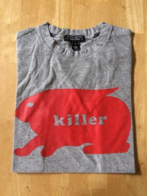 ROGUES GALLERY MARK JACOBS for NEVER SLEEP killer Rabbit Grey SS Men's T-Shirt