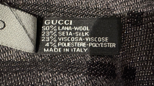 GUCCI Shimmer Diamante Wool-Blend Dark Brown Shawl Metallic Silver-Tone Sq 50x50 - Picture 5 of 7
