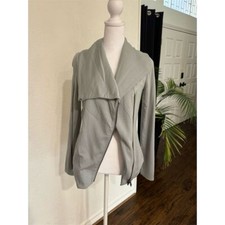 Helmut Lang Women's Gray Asymmetrical Zip Jacket Size P Petites