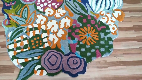 Alfombra bohemia floral india multicolor de lana 8 x 10 pies acolchada a mano - Vídeo 1 de 1