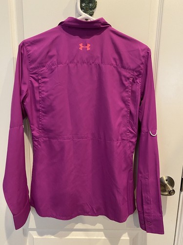 Under Armour semi Fit Heat Gear Long Sleeve Button Down Woman’s run hike XSmall - Picture 6 of 6
