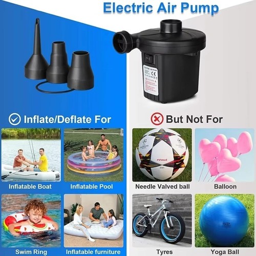 Electric Air Pump Inflator 240V/12V Deflate Inflatables Bed Pool Air Mattress UK - Picture 3 of 4