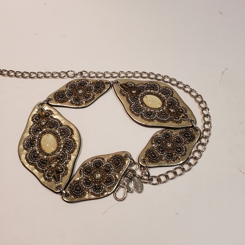 Chicos Cadena Medallón Plata Cinturón Cuentas Concho Imitación Perla Cuero Suroeste 40" - Imagen 7 de 11