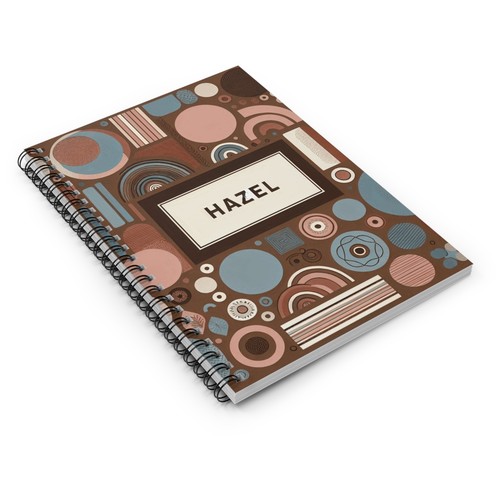 Spiral Notizbuch linierte Linie personalisiert HASEL blau braun abstraktes Design 4, Geschenk - Bild 4 von 6