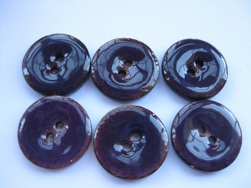 20mm Med Lovely Enamel Deep Purple Coconut Shell 2 hole Sewing Buttons Set 6 - Picture 4 of 6