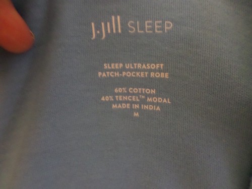 NWT- J JILL SLEEP LONG SLEEVE COTTON BLEND LONG ROBE-M- SKY BLUE-$89-SO SOFT - Picture 2 of 3