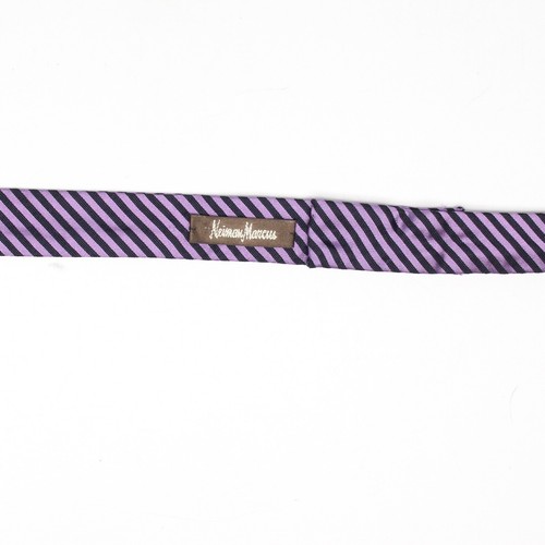 Neiman Marcus Mens Silk Bowtie Bow Tie Purple Black Stripe Weave Butterfly - 第 4/5 張圖片