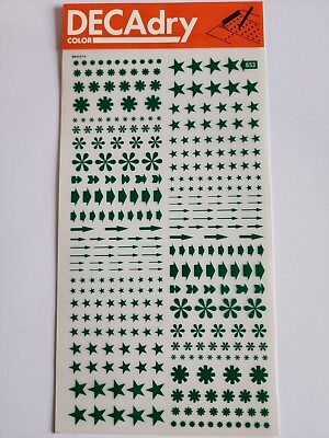 DECAdry Rub OnTransfer - 653, Sterne, Pfeile & Formen, grün
