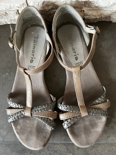 Tamaris Klassische Damen Sandalen taupe, Gr. 36, Leder, gebraucht - Bild 10 von 12