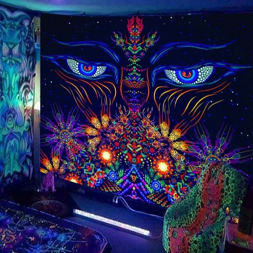 Trippy Psychedelic Hippie Wall Hanging Background Cloth Mushroom Tapestry Mural - Picture 9 of 21