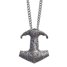 Raven Skane Pendant Thors Hammer Necklace Triquetra Triskele Hugin Munin Boxed