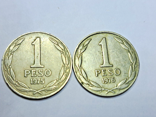 Chile 1975 & 1976 1 Peso Coins CIR. #5 - Picture 2 of 2