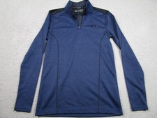 Under Armour Sweater Mens Small Blue Pullover Fitted Activewear 1/4 Zip Fleece
