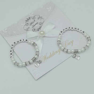 Perlenarmband 3 Er Set Braut Trauzeugin Brautjungfer Blumenkind Weiss Strass Fra Ebay
