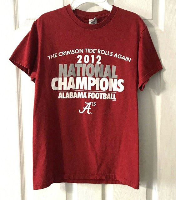 Alabama Crimson Tide Red National Champions T Shirt Adult Size S Short