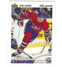 1991-92 Upper Deck Hockey John LeClair Rookie Card #345 (French Version)