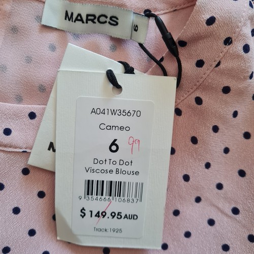 Women's size 6 'MARCS' Gorgeous pink polkadot short sleeve viscose blouse - BNWT - Picture 6 of 6