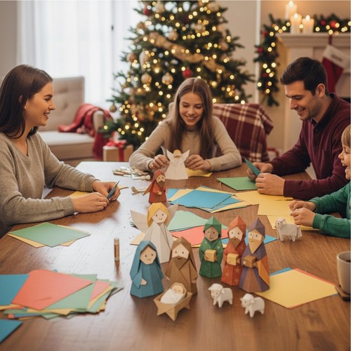 Presepe di carta fai da te presepe artigianale decorazione festa Natale carta artigianato - Foto 8 di 11