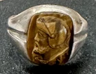 Vintage Sterling Silver Carved Roman Soldier Tiger's Eye Ring Sz 9 3/4