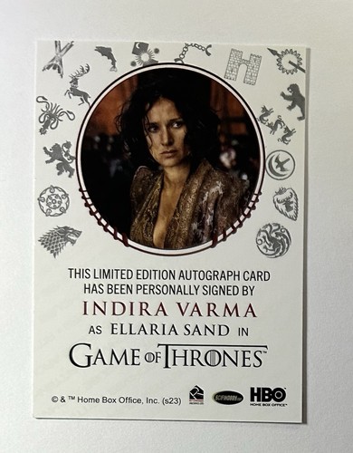 Game of Thrones Legends the Realm Sigil Auto Indira Varma Ellaria Sand Autograph - Picture 2 of 2