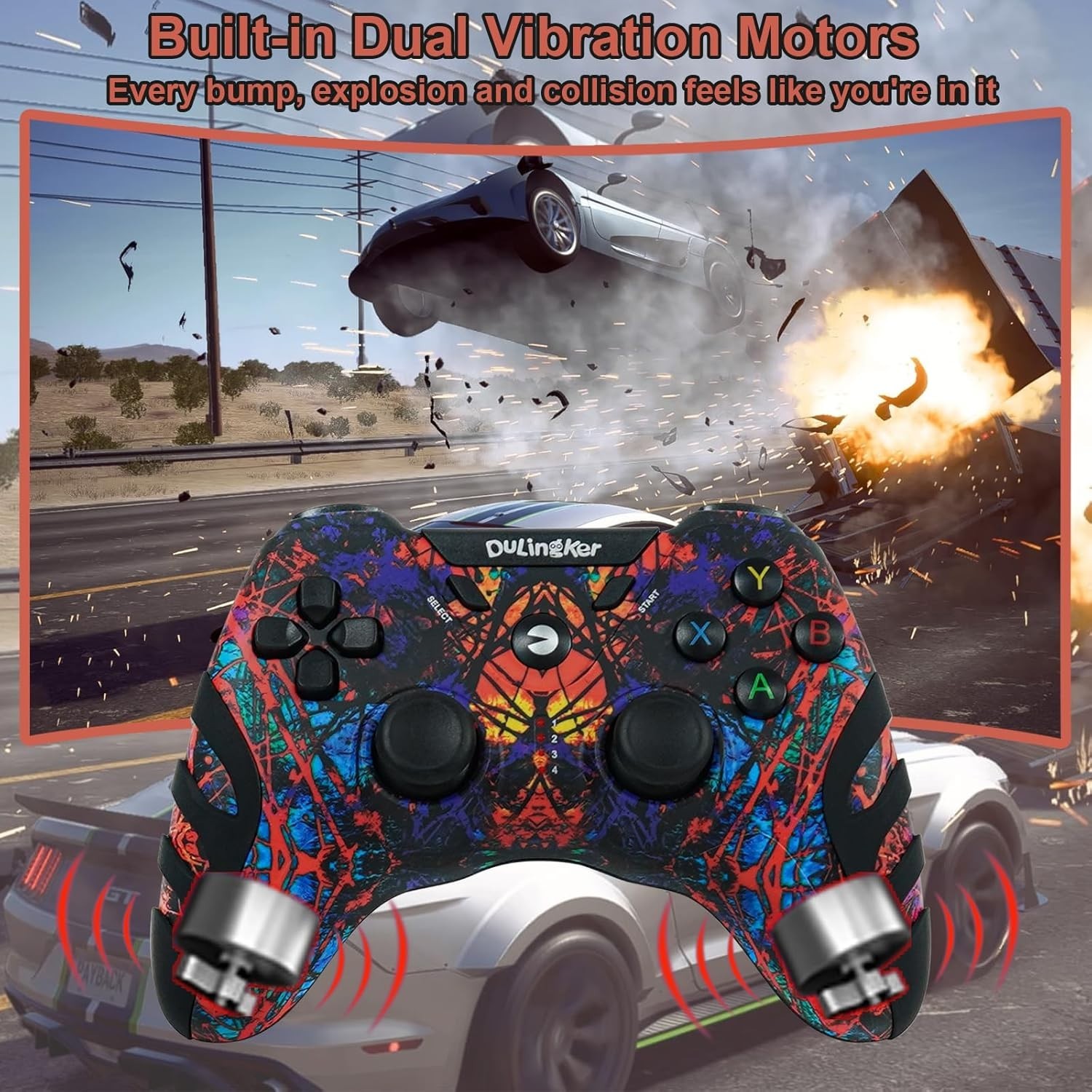 Wireless PC Controller Gaming Joystick mit Vibrationsfunktion Kompatibel mit ...