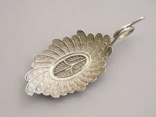 George III Silver Feathered Leaf Filigree Insert Caddy Spoon. By W Wardell c1805