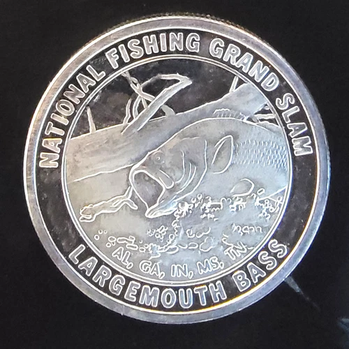 Largemouth Bass National Fishing Grand Slam Bullion-0.999 Silver 1 Oz Art Coin