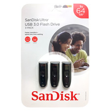 SanDisk Ultra High-Speed Performance USB 3.0 Flash Drive 64GB, 3-Pack