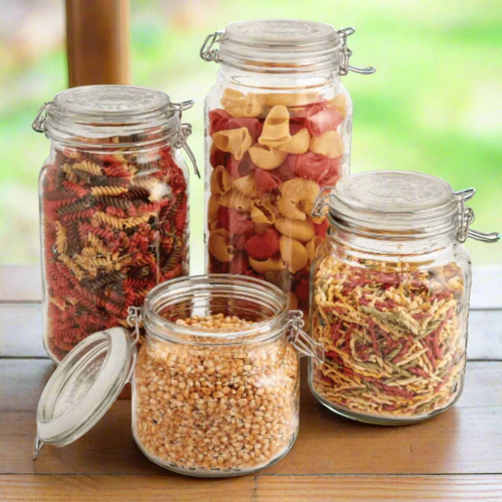 Mason Jar Kitchen Canister Set 4 Pc Jumbo Glass Jars Kitchen Storage Clamp Lid
Opens in a new window