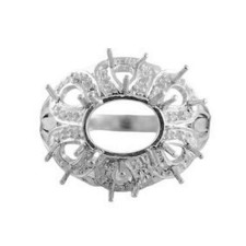 Semi Mount 925 Sterling Silver Ring 10x8 Oval Solitaire Halo Ring For Women
