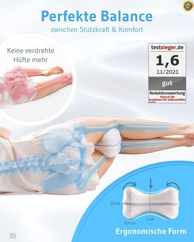 Kniekissen für Seitenschläfer, Orthopädisches Bein-Kissen für schmerzfreien Sch - Bild 3 von 6