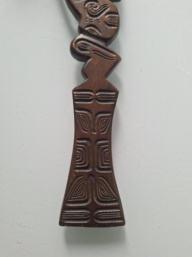 herminette Maohi Bois tiki Sculpture polynésie Iles Du Pacifique, Art Oceanien - Photo 3 sur 10