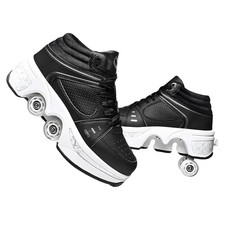 Roller Skate Shoes for Men and Women, Double Row Deform Wheel Roller Skates, ...