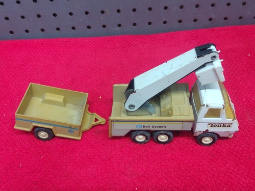 Tonka Bell System Lineman Bucket Truck 1979 W/Trailer Vtg USA 🇺🇸  - Picture 1 of 11