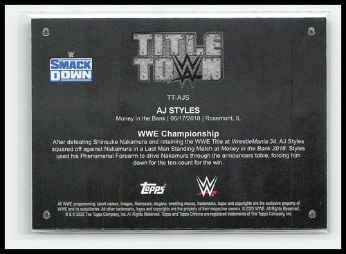2025 Topps Wrestling Chrome WWE AJ Styles Title Town #TT-AJS - Imagen 2 de 2