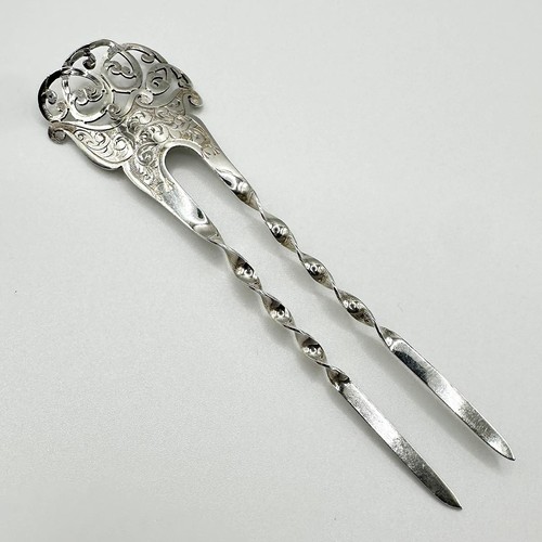 VIKTORIANISCHER HAARSCHIEBEKAMM STERLINGSILBER SHEFFIELD 1898 WILLIAM BATT & SONS - Bild 1 von 5